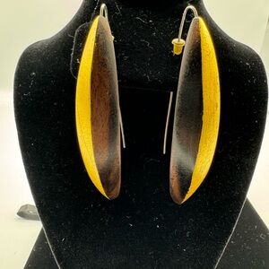Monies Mahogany Wood Gold Leaf Earrings